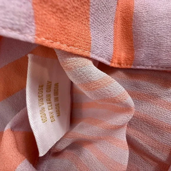Saachi Striped peach and White Button-Up Shirt size large - Picture 11 of 11